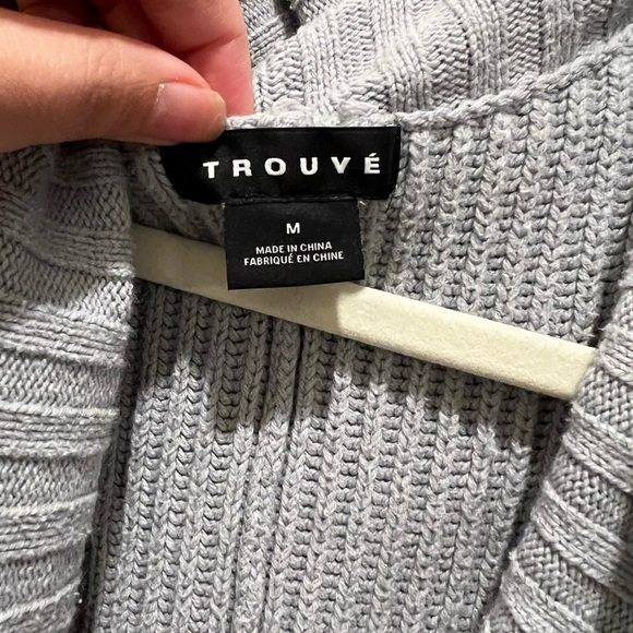 Trouve Grey/Blue Oversized Ribbed Cardigan Size Medium - Picture 3 of 11